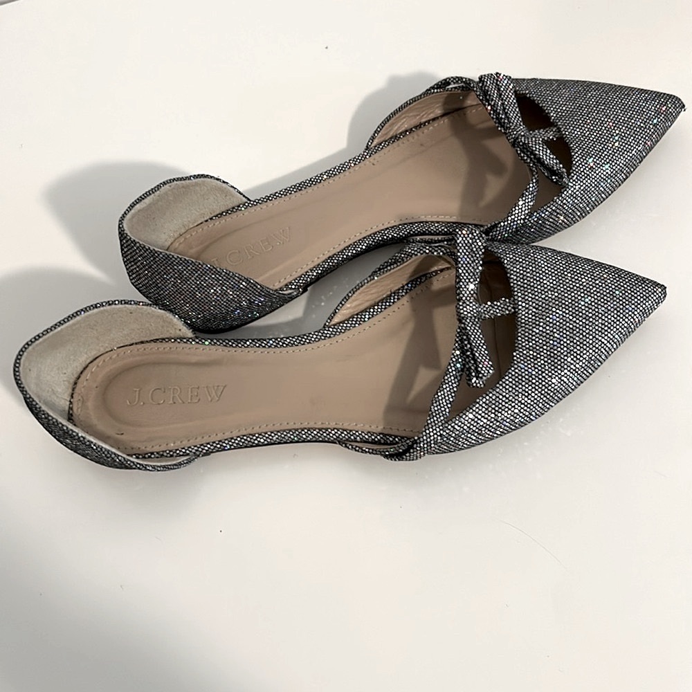 J Crew Sloan glitter D’orsay flats with mini bow 6.5 - Picture 2 of 6